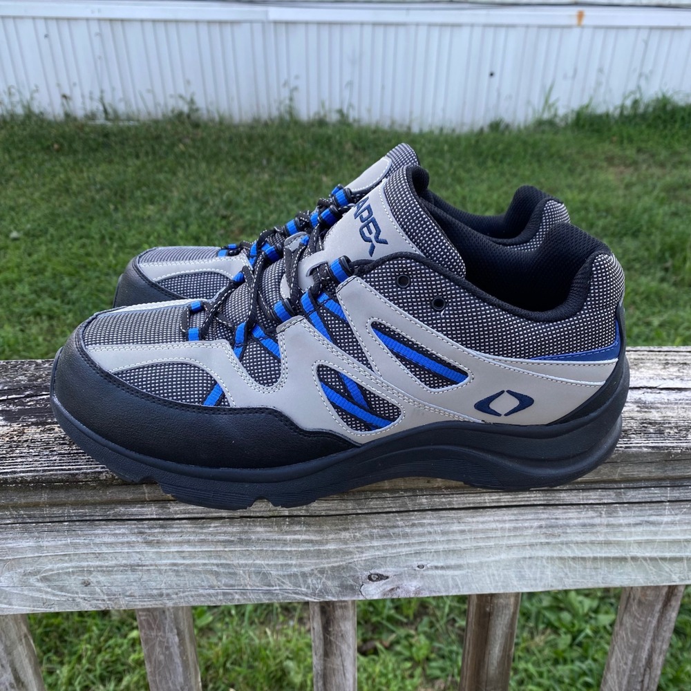 Apex V753 Mens Sierra Trail Runner Walking Shoes Grey Black Blue X-Wide US 12
